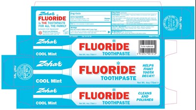 Zohar Fluoride Toothpaste Cool Mint - zohar toothpaste cool mint